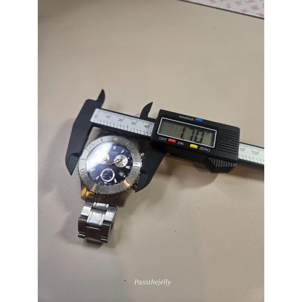 Stauer Bathos Dive Chronograph Mens Watch 47mm Black Dial Swiss Made SS